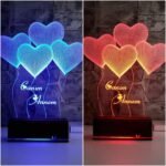 Personalized Heart Shaped 3D Illusion LED LAMP(9 Inches Height x 5-inch Width)